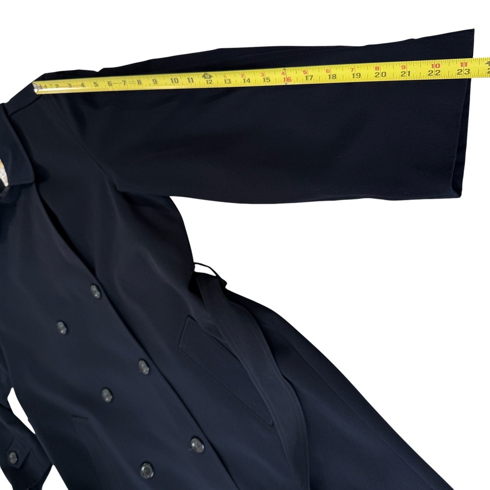 Talbots Trench Coat Women 12P Navy Double Breasted Belted Professional Classic - Picture 11 of 16